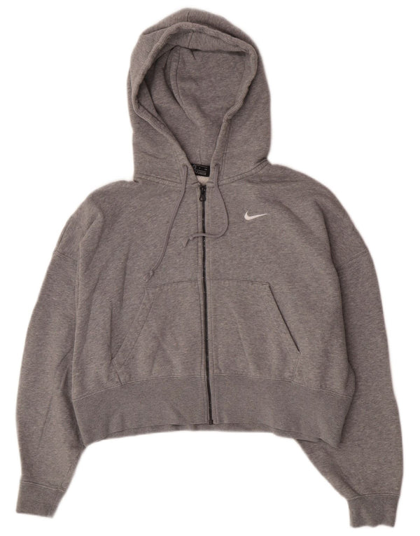 Γυναικείο πουλόβερ Nike με κουκούλα με φερμουάρ UK 10 μικρά γκρι βαμβακερά σπορ