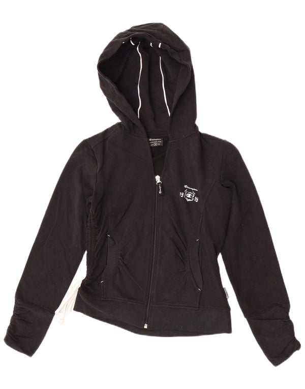 Champion Γυναικείο πουλόβερ με κουκούλα με φερμουάρ UK 10 Small μαύρο βαμβακερό