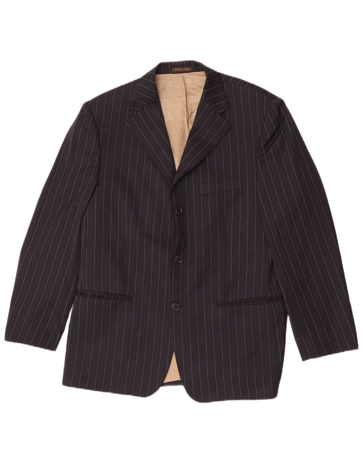 Marks & Spencer Ανδρικό μπλέιζερ με 3 κουμπιά μπουφάν UK 40 Medium Navy Blue ριγέ