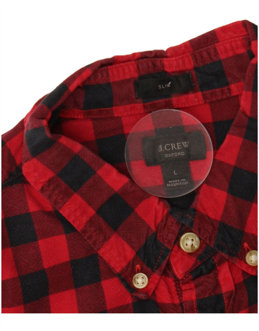 J. CREW Ανδρικό πουκάμισο Oxford Slim Flannel μεγάλο κόκκινο Gingham