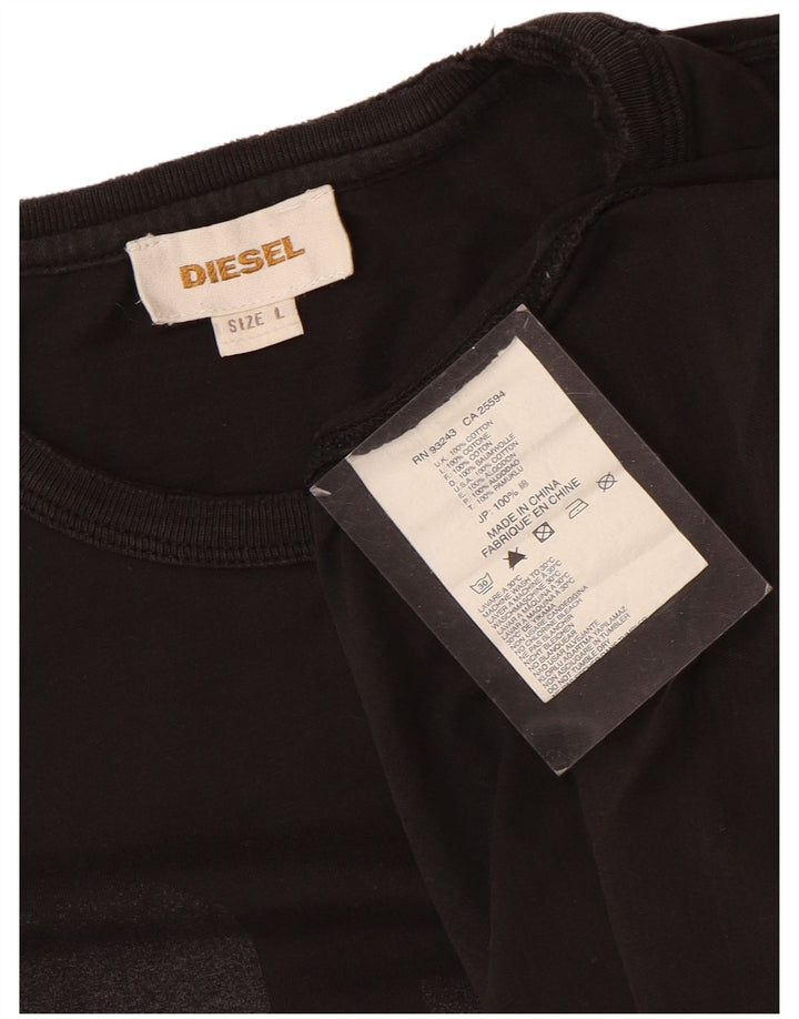 Ανδρικό γραφικό T-Shirt Diesel Top μεγάλο μαύρο βαμβακερό