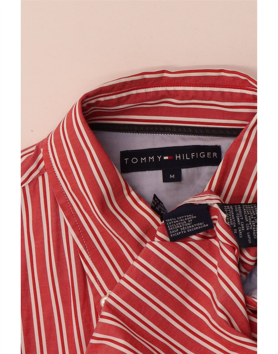 Ανδρικό πουκάμισο Tommy Hilfiger, Βαμβακερό μεσαίο κόκκινο ριγέ
