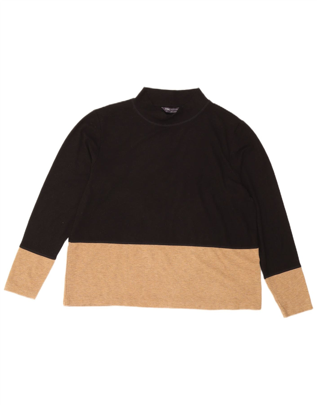 MARKS & SPENCER Γυναικεία μπλούζα τοπ UK 16 Large Black Colourblock Polyester