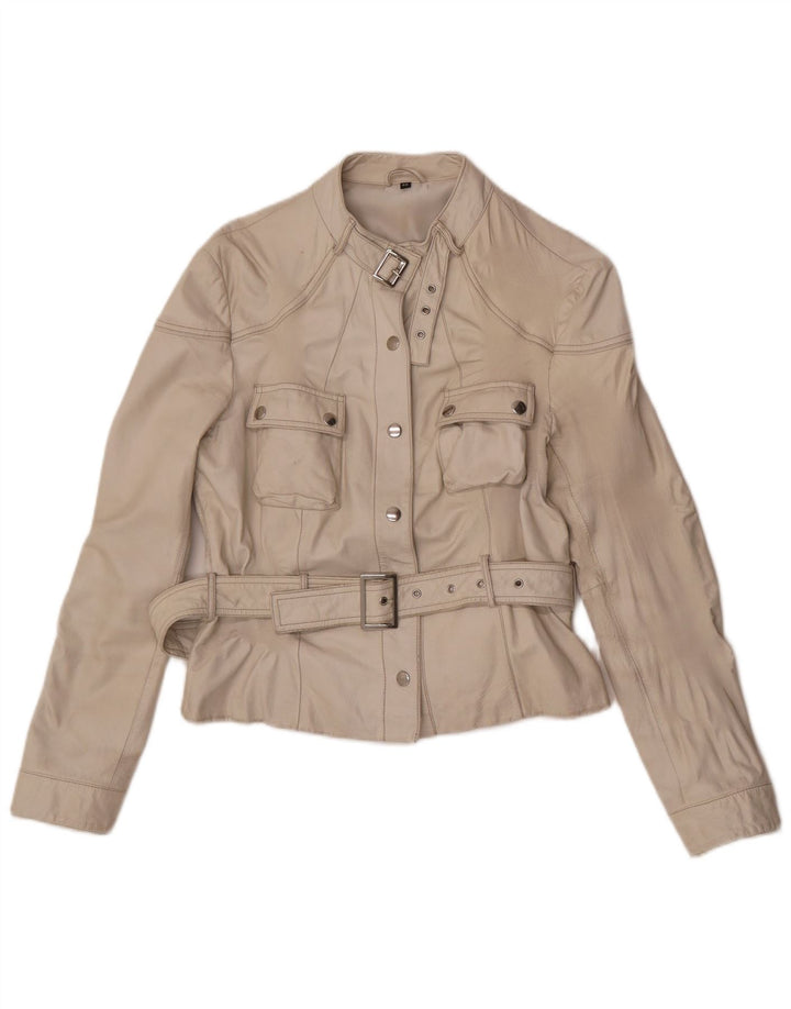 Vintage Γυναικείο Δερμάτινο Σακάκι Racer IT 46 Large White Leather