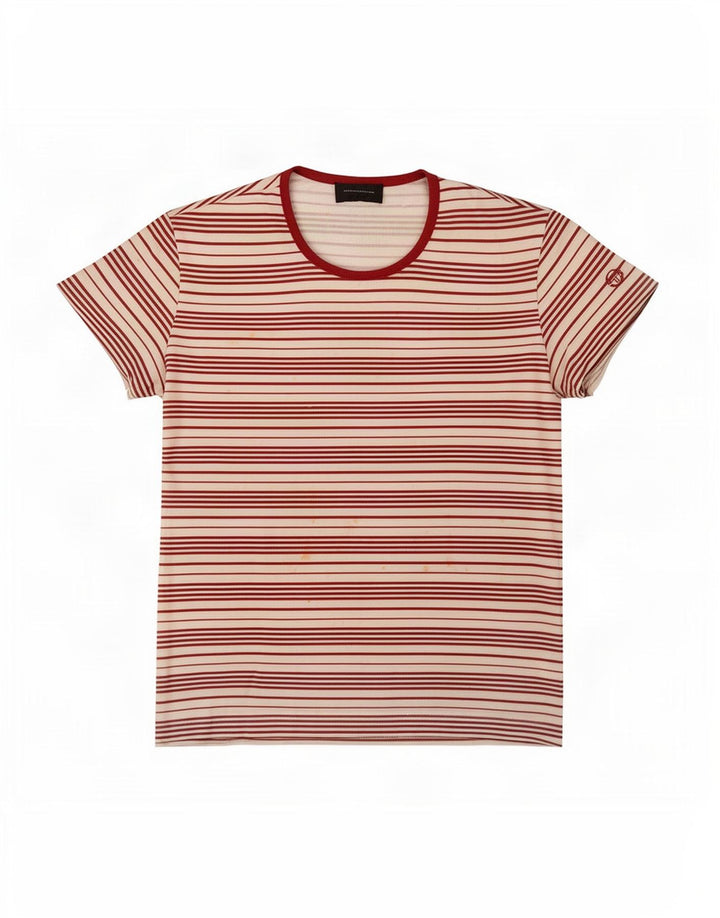 Sergio Tacchini Γυναικείο T-Shirt Top IT 44 Μεσαίο λευκό ριγέ πολυεστέρα