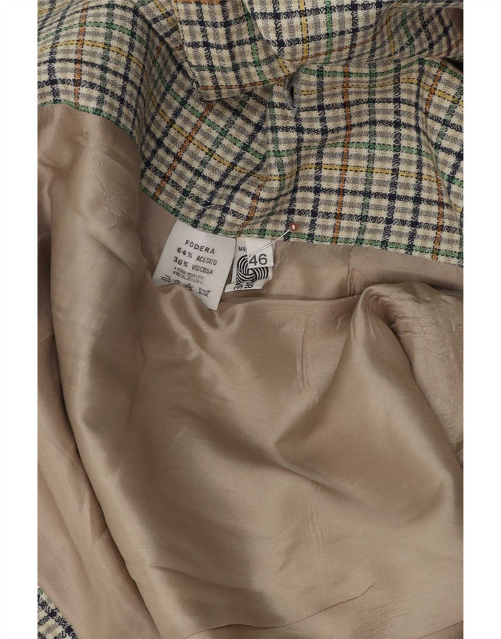 Vintage Womens 2 Button Blazer Jacket IT 46 Large Green Check Virgin Wool