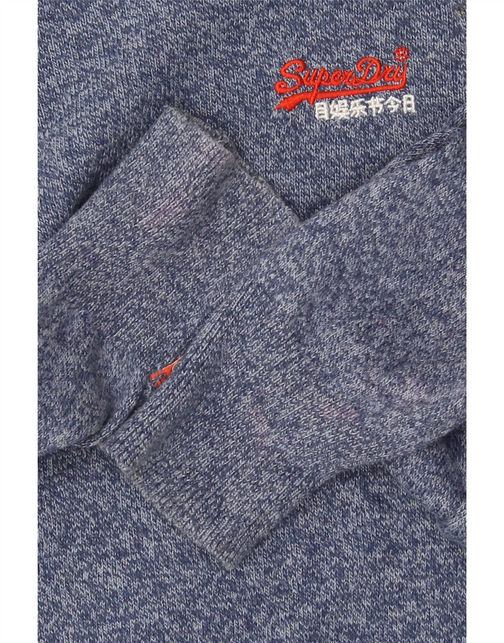 Superdry Ανδρικό πουλόβερ με λαιμόκοψη, μεσαίο μπλε βαμβακερό