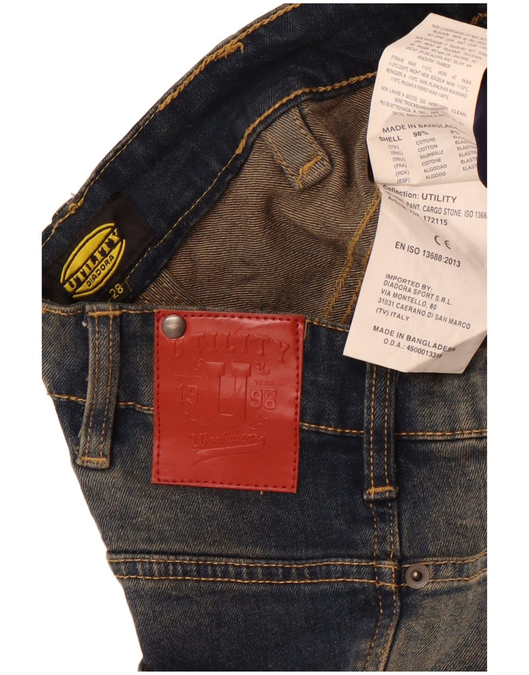 Diadora Womens Cargo Slim Jeans W28 L32 Navy Blue Cotton