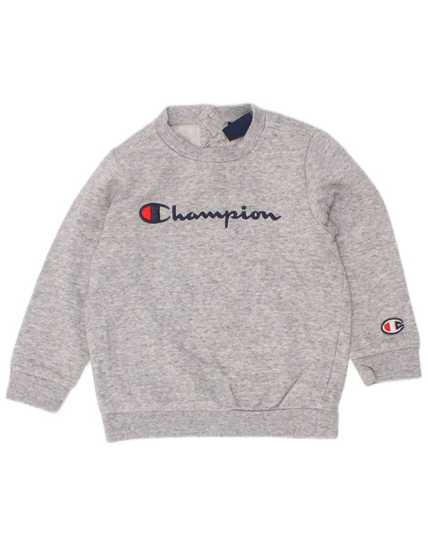 Champion Baby Boys Graphic Sweatshirt Jumper 9-12 μηνών Small Grey Flecked