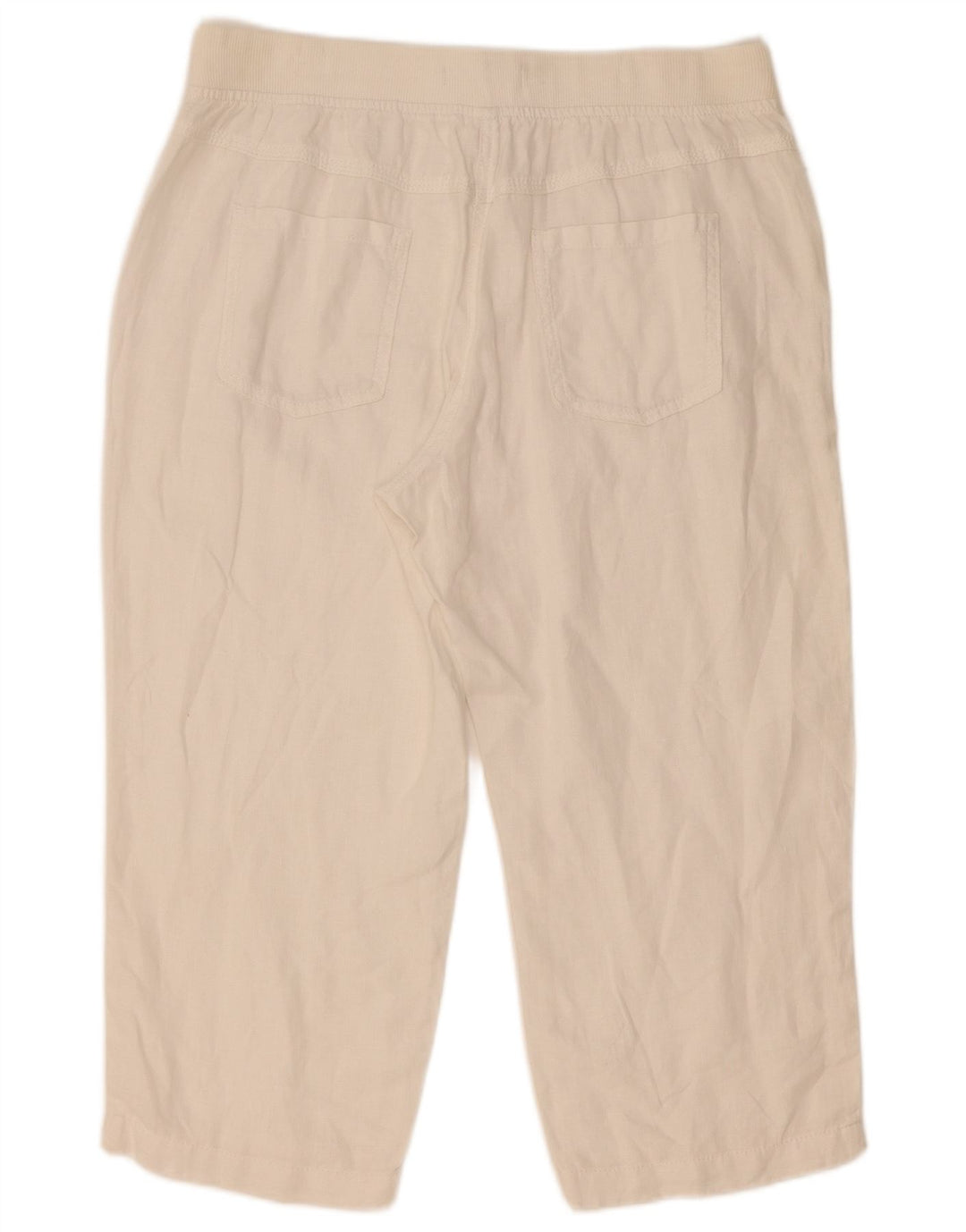 Marks & Spencer Γυναικείο ίσιο παντελόνι Capri W32 L21 Λευκό λινό
