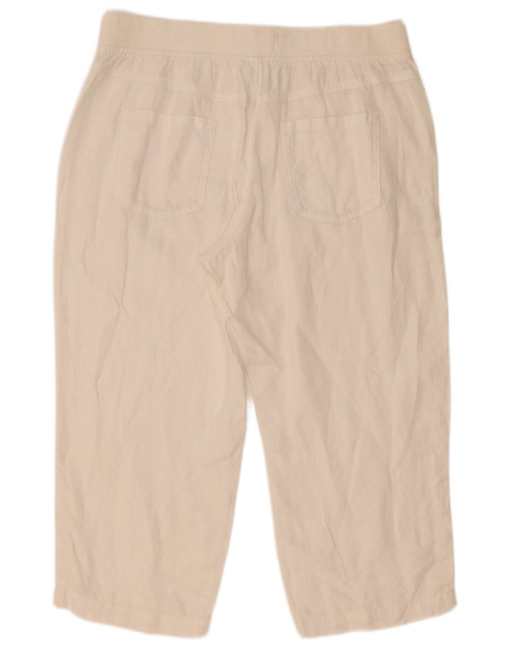 Marks & Spencer Γυναικείο ίσιο παντελόνι Capri W32 L21 Λευκό λινό