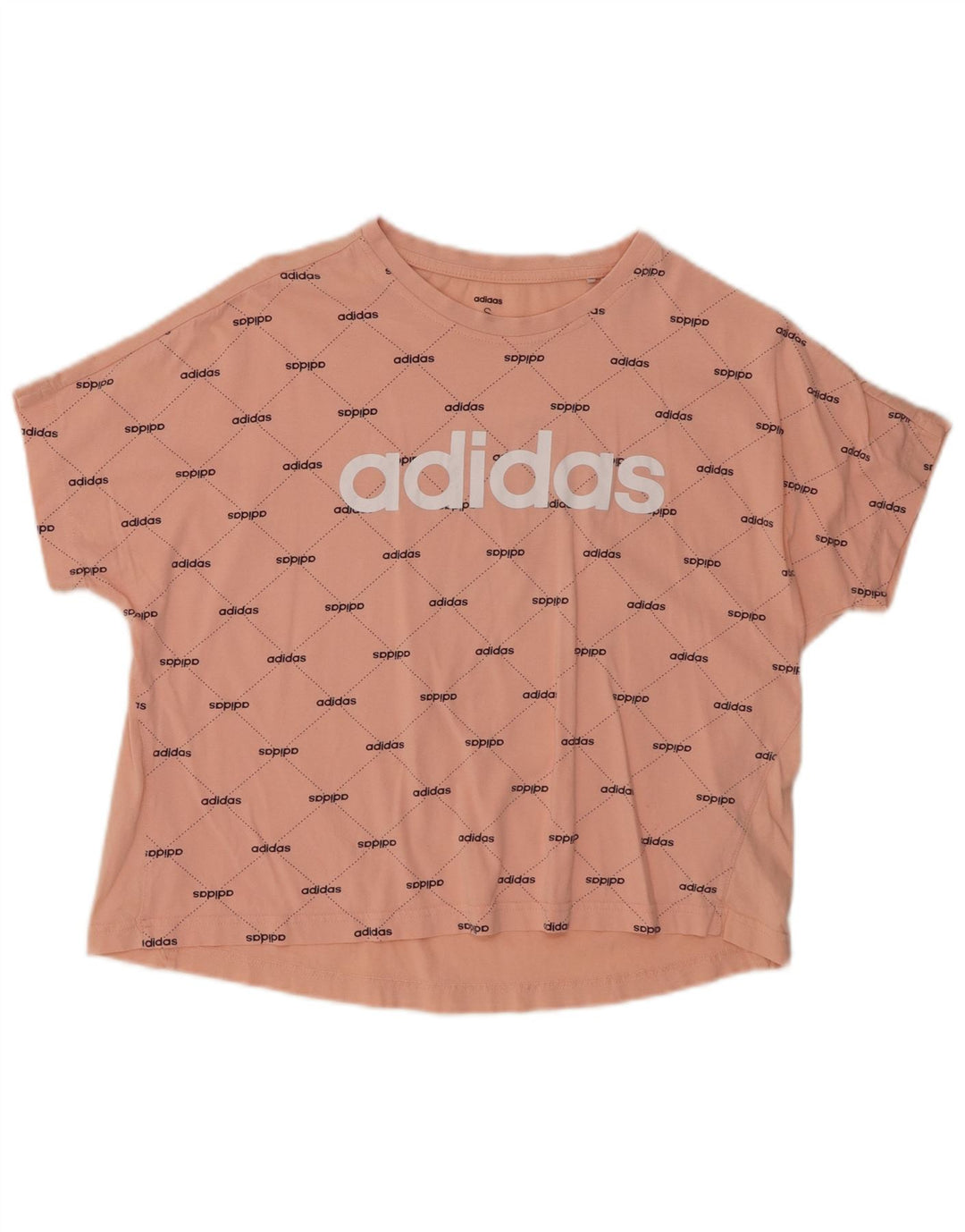 Γυναικείο γραφικό μπλουζάκι ADIDAS Oversized Crop Top UK 8/10 Μικρό ροζ βαμβακερό