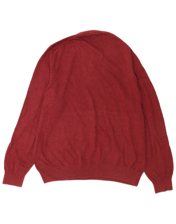 Ανδρικό πουλόβερ Marks & Spencer Crew Neck Jumper XL Κόκκινο βαμβακερό