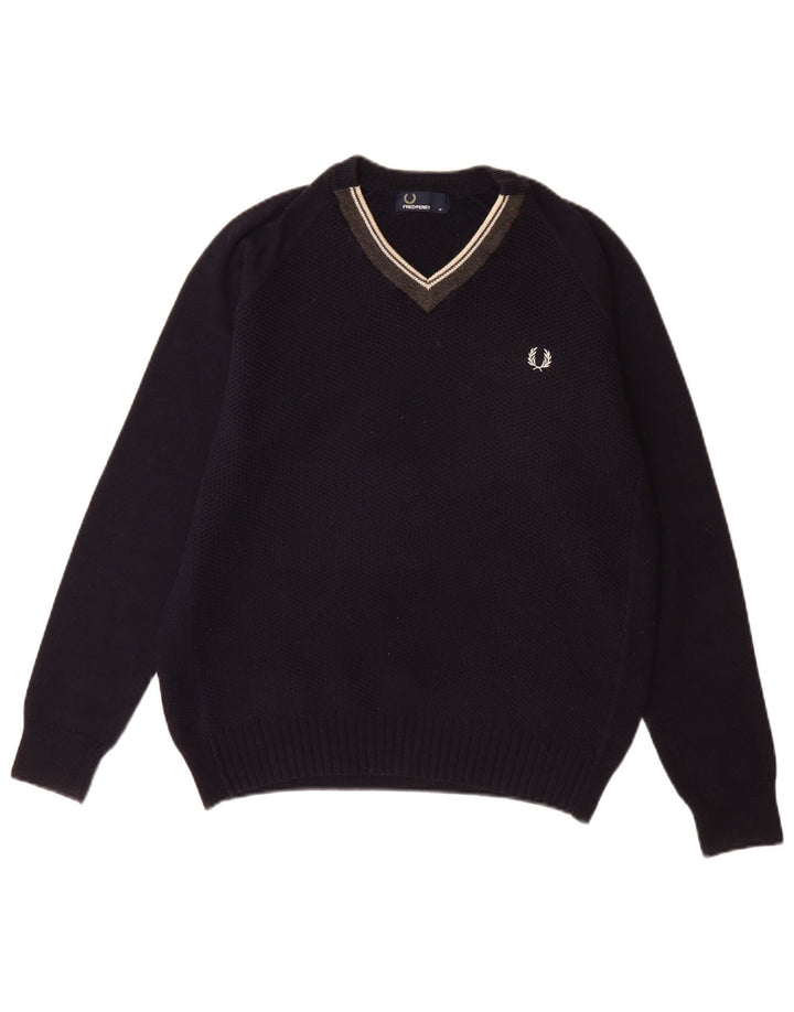 FRED PERRY Ανδρικό πουλόβερ με λαιμόκοψη με λαιμόκοψη μεσαίου χρώματος από μαλλί