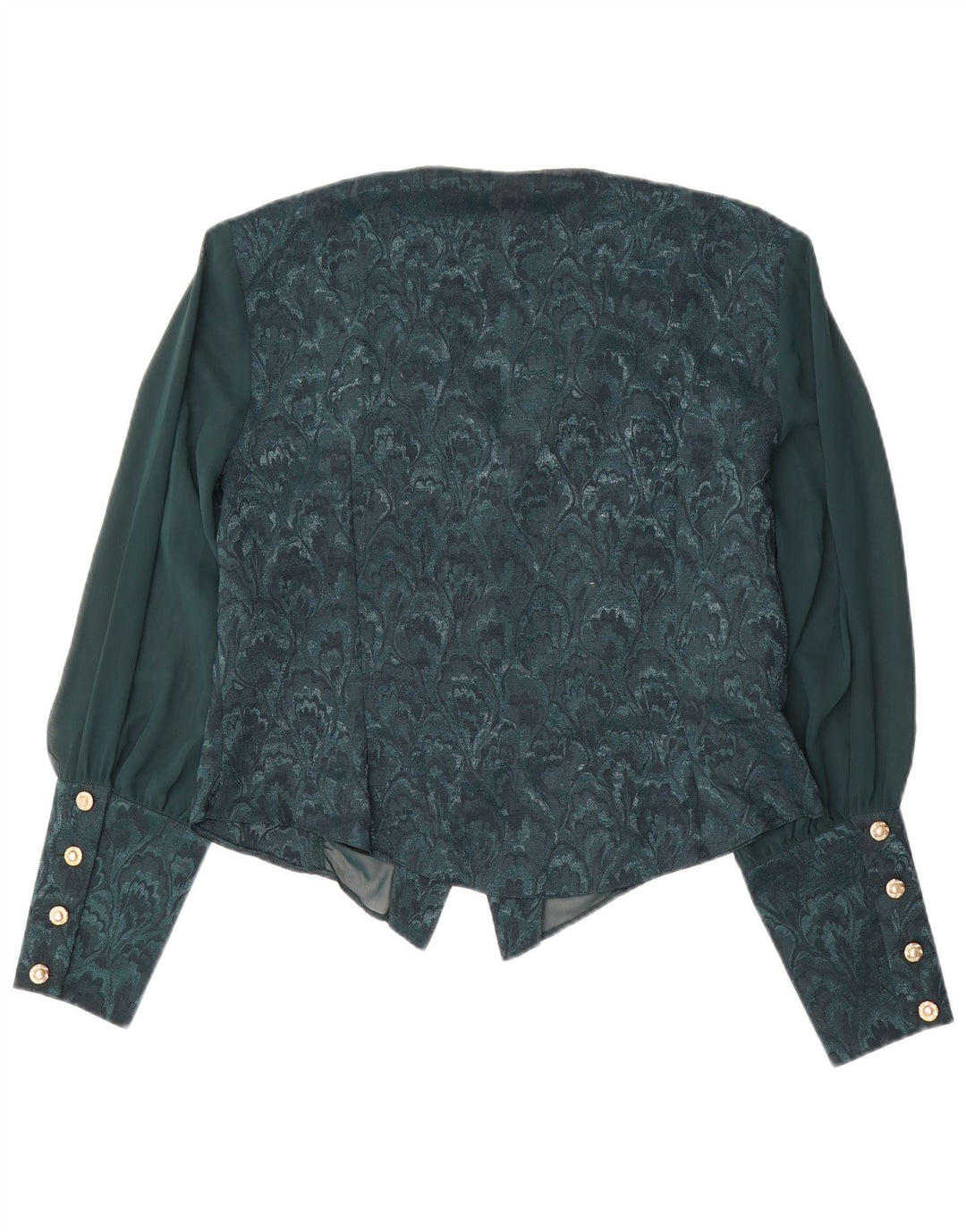 VINTAGE Γυναικείο Πουκάμισο Μπλούζα UK 18 XL Πράσινο Floral Πολυεστέρας