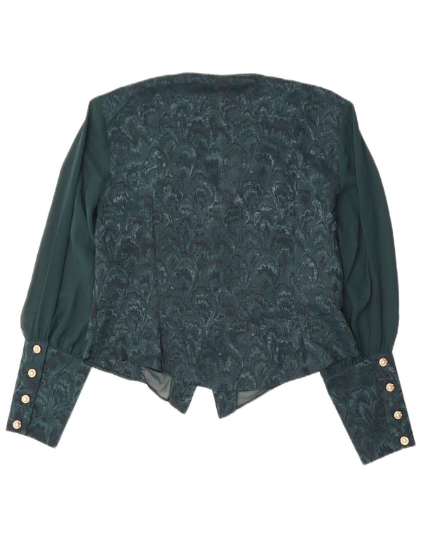 VINTAGE Γυναικείο Πουκάμισο Μπλούζα UK 18 XL Πράσινο Floral Πολυεστέρας