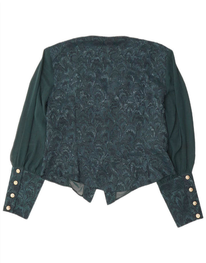 VINTAGE Γυναικείο Πουκάμισο Μπλούζα UK 18 XL Πράσινο Floral Πολυεστέρας