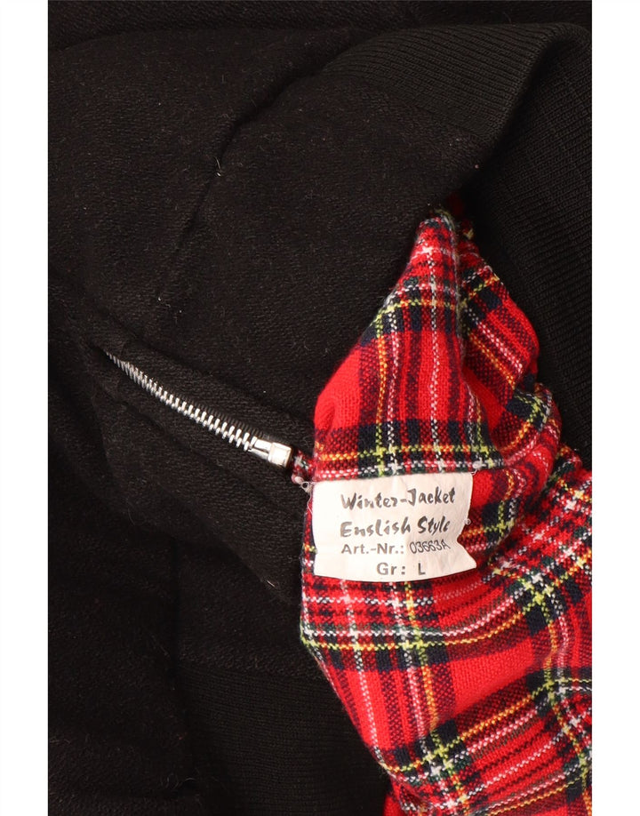 Vintage Ανδρικό Bomber Jacket UK 40 Large Black Wool