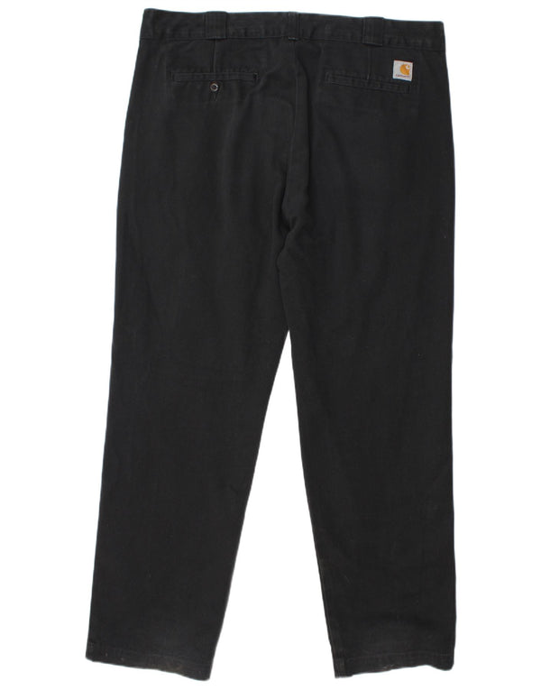 Carhartt Mens Straight Chino Trousers W36 L32 Black Cotton