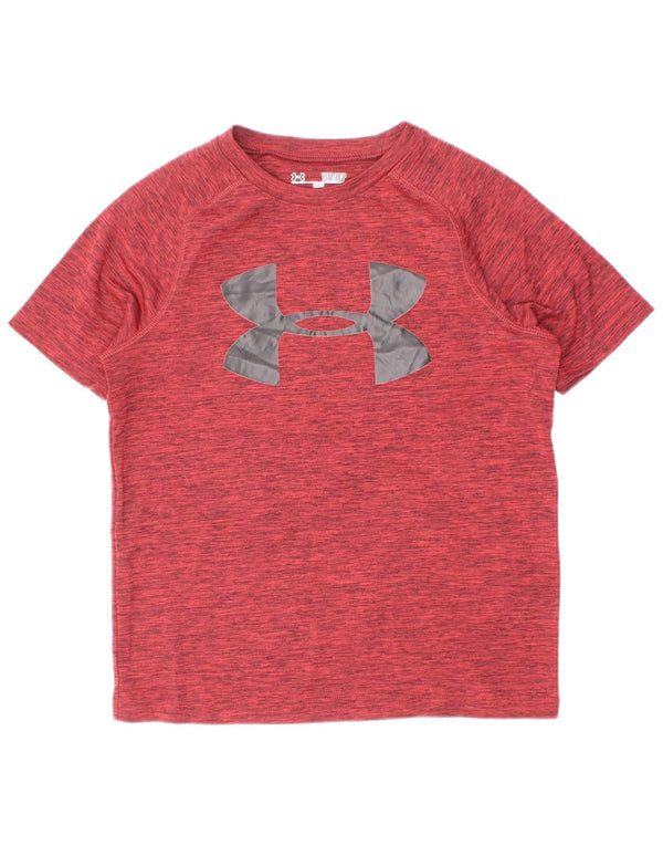 Under Armour Boys Heat Gear Graphic T-shirt Top 7-8 Years Small Burgundy