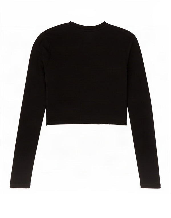 Zara Γυναικείο Crop Top Μακρυμάνικο UK 12 Medium Μαύρο