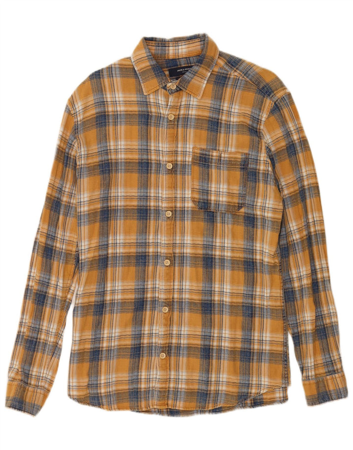 Jack & Jones Ανδρικό φανελένιο πουκάμισο μεγάλο κίτρινο βαμβακερό καρό