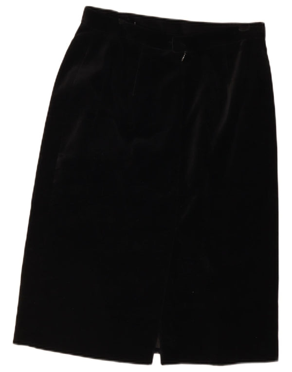 Vintage γυναικεία βελούδινη ίσια φούστα IT 44 Medium W28 Μαύρη βαμβακερή