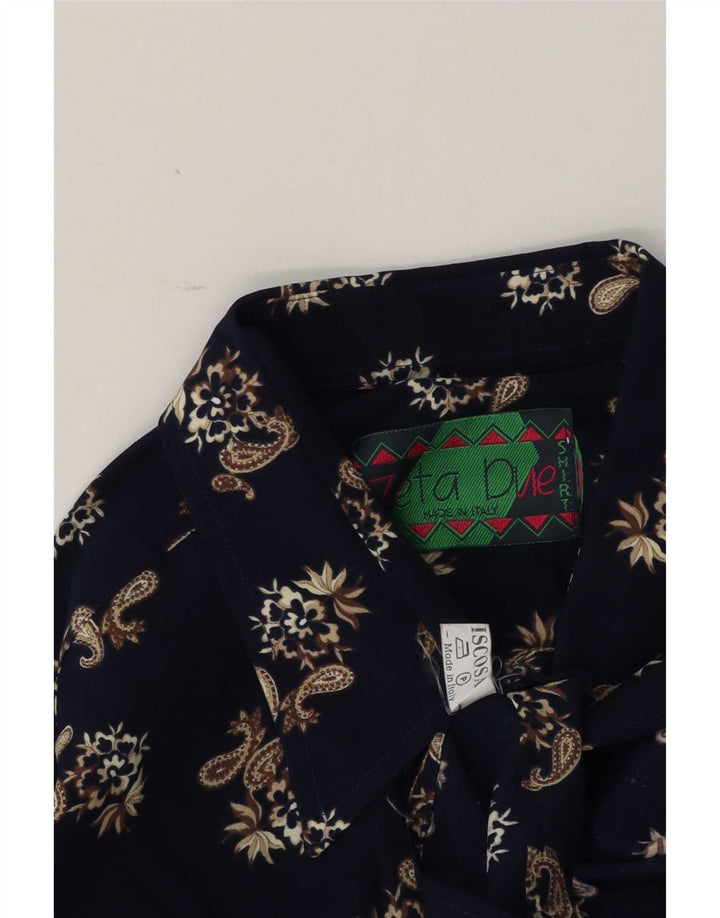 Vintage ανδρικό πουκάμισο μεγάλο Navy Blue Paisley Viscose