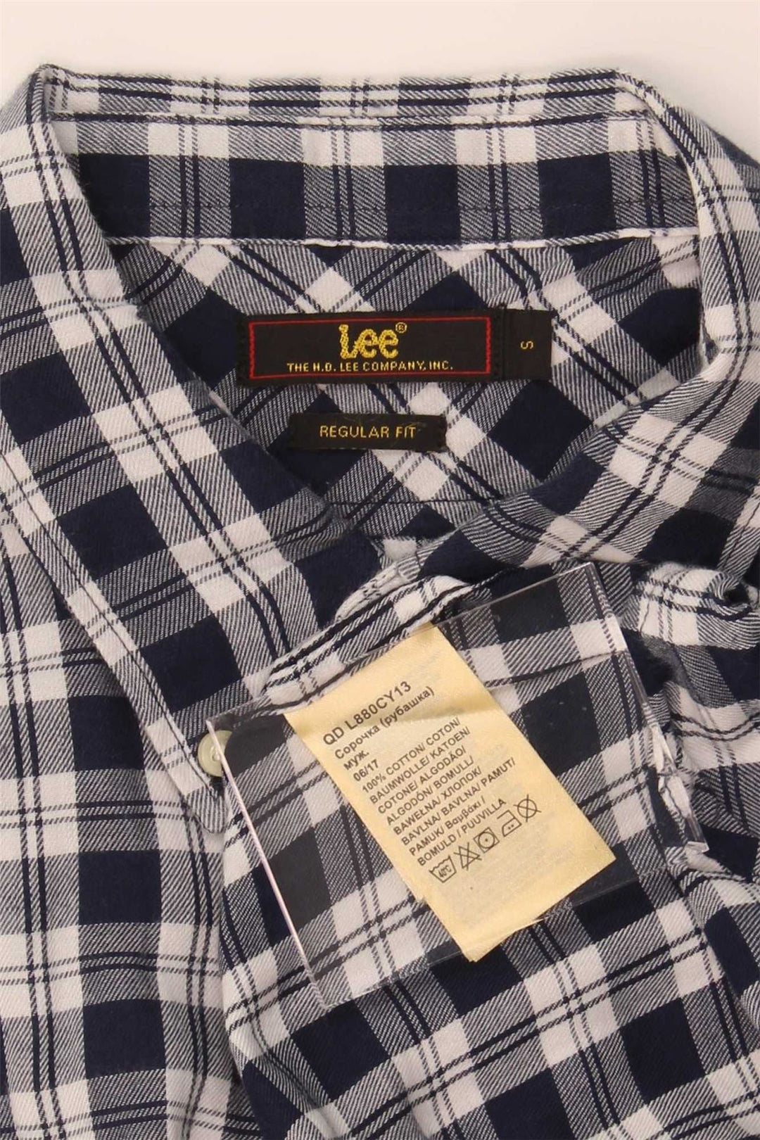 LEE Mens Regular Fit Flannel Shirt Small Navy Blue Check Cotton