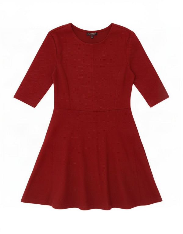 Topshop Γυναικείο φόρεμα A-Line UK 10 Small Burgundy Polyester