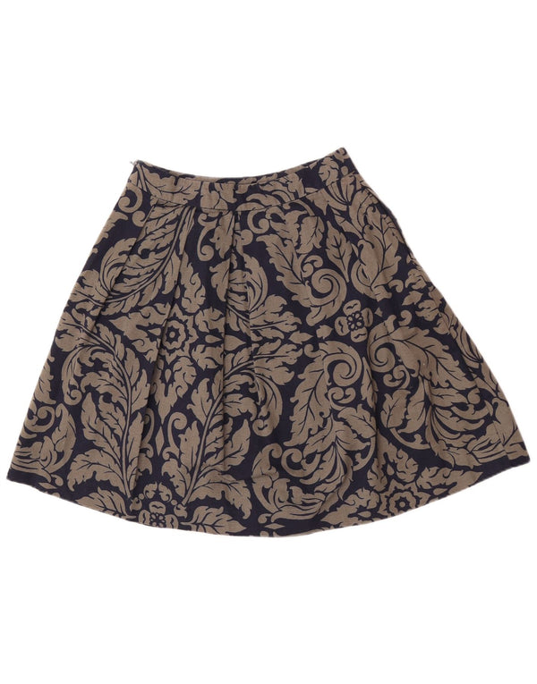 Boden Γυναικεία πλισέ φούστα σε γραμμή Α UK 8 Small W27 Navy Blue Paisley Cotton