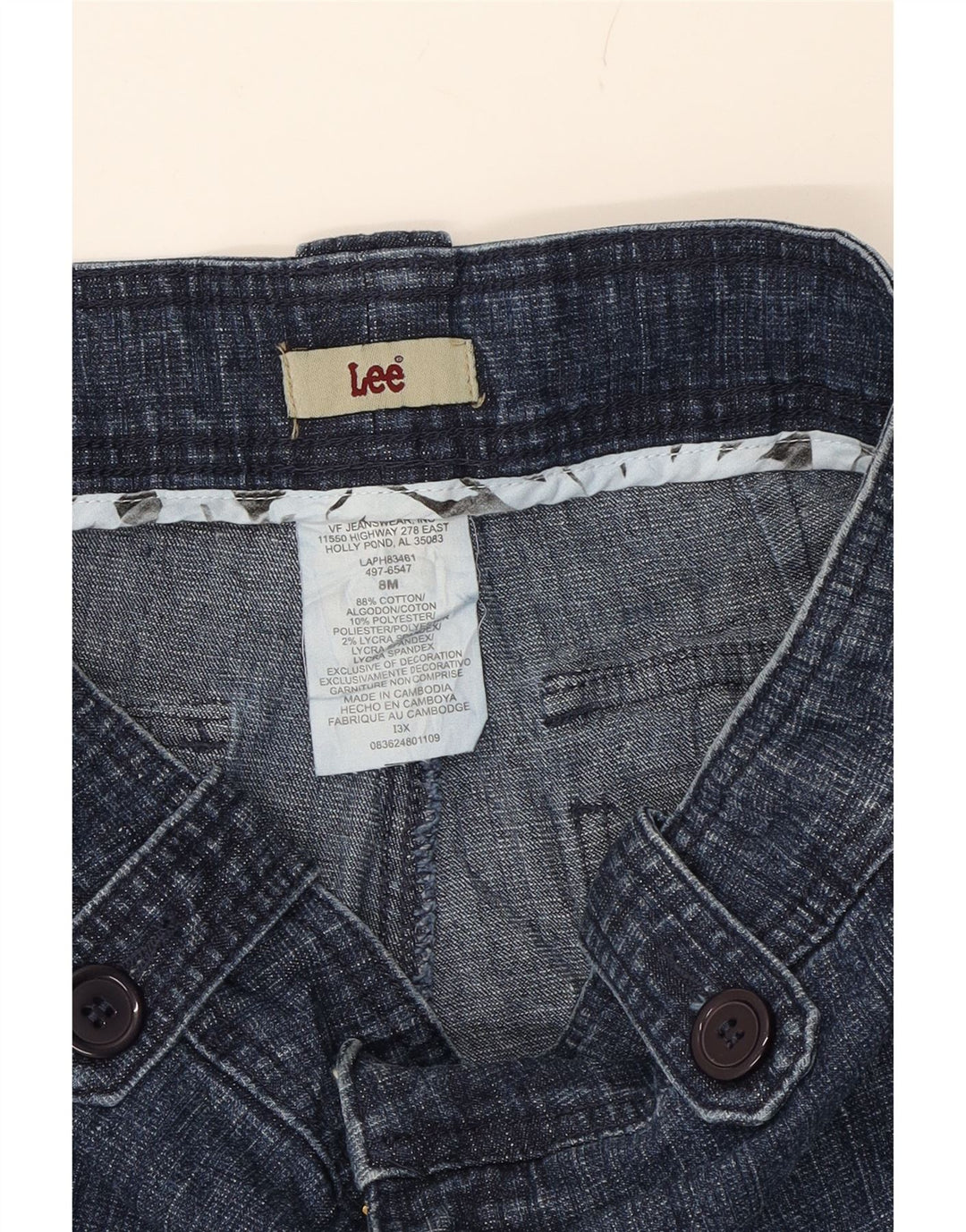 LEE Womens Cargo Denim Shorts US 8 Medium W28 Blue Cotton Vintage Lee and Second-Hand Lee from Messina Hembry 