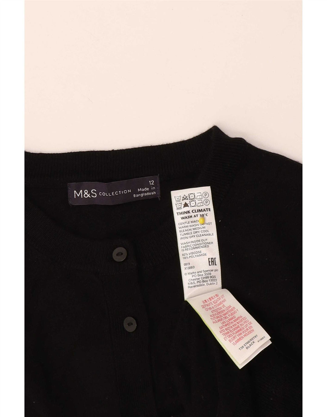 Marks & Spencer Γυναικεία ζακέτα Crop UK 12 μεσαία μαύρη βισκόζη