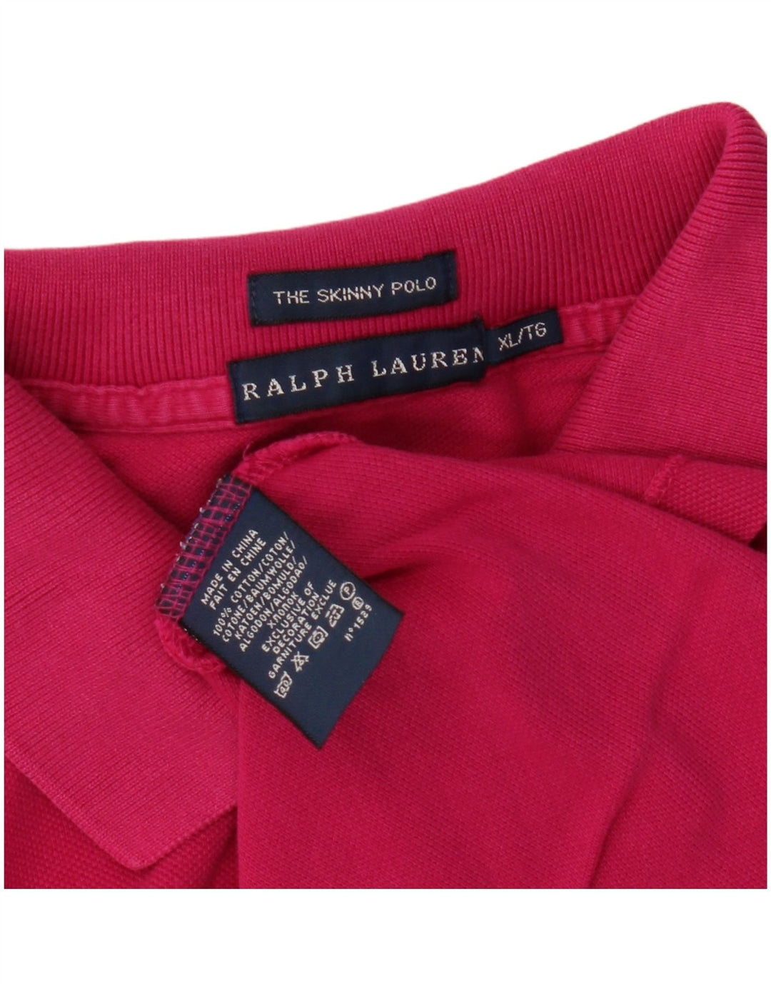 RALPH LAUREN Γυναικείο Skinny μπλουζάκι πόλο UK 18 XL Ροζ βαμβακερό