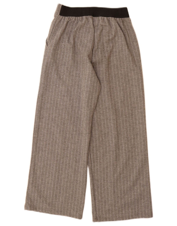 ZARA Girls Wide Leg Chino Trousers 9-10 Years W24 L22 Grey Pinstripe