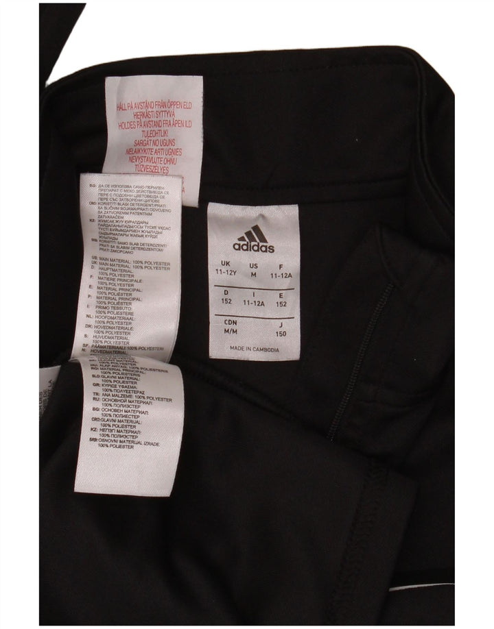 Adidas Boys Climalite με φερμουάρ με λαιμόκοψη μακριά μανίκια 11-12 ετών μαύρο πολυεστέρα