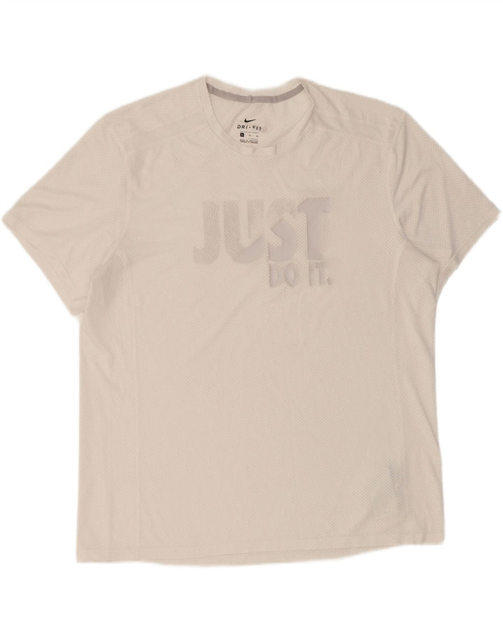 NIKE Mens Dri Fit Graphic T-Shirt Top XL White Polyester Vintage Nike and Second-Hand Nike from Messina Hembry 