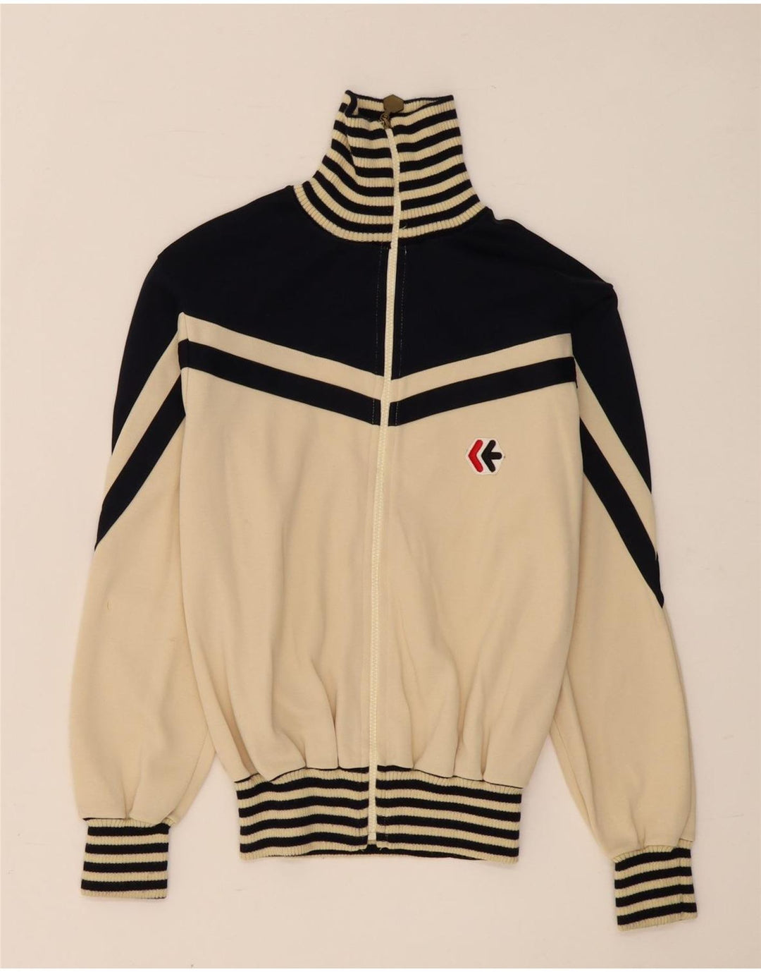 Vintage γυναικεία αθλητική φόρμα Top Jacket UK 14 Medium Beige Colourblock