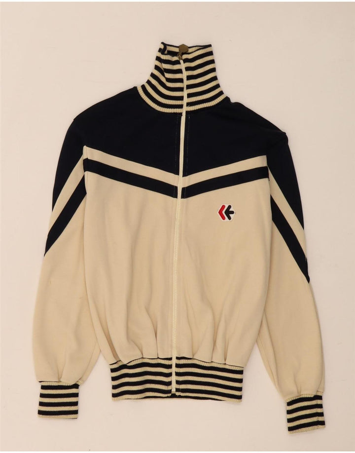 Vintage γυναικεία αθλητική φόρμα Top Jacket UK 14 Medium Beige Colourblock
