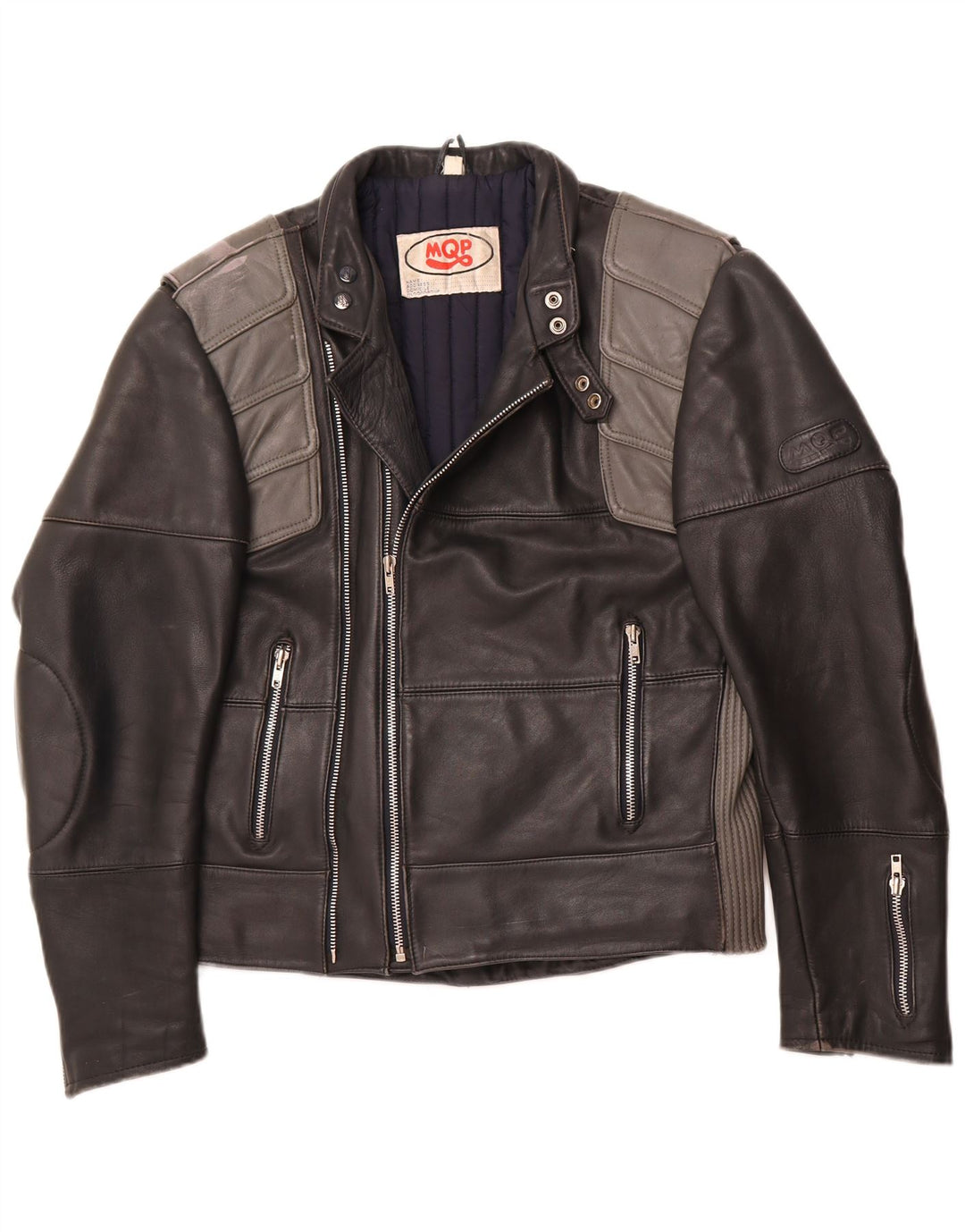 MQP Ανδρικό Δερμάτινο Μπουφάν Biker UK 46 3XL Μαύρο Colourblock Δερμάτινο