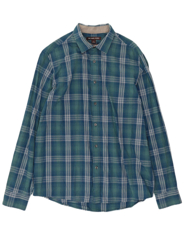 Michael Kors Ανδρικό πουκάμισο Classic Fit Large Blue Check Cotton