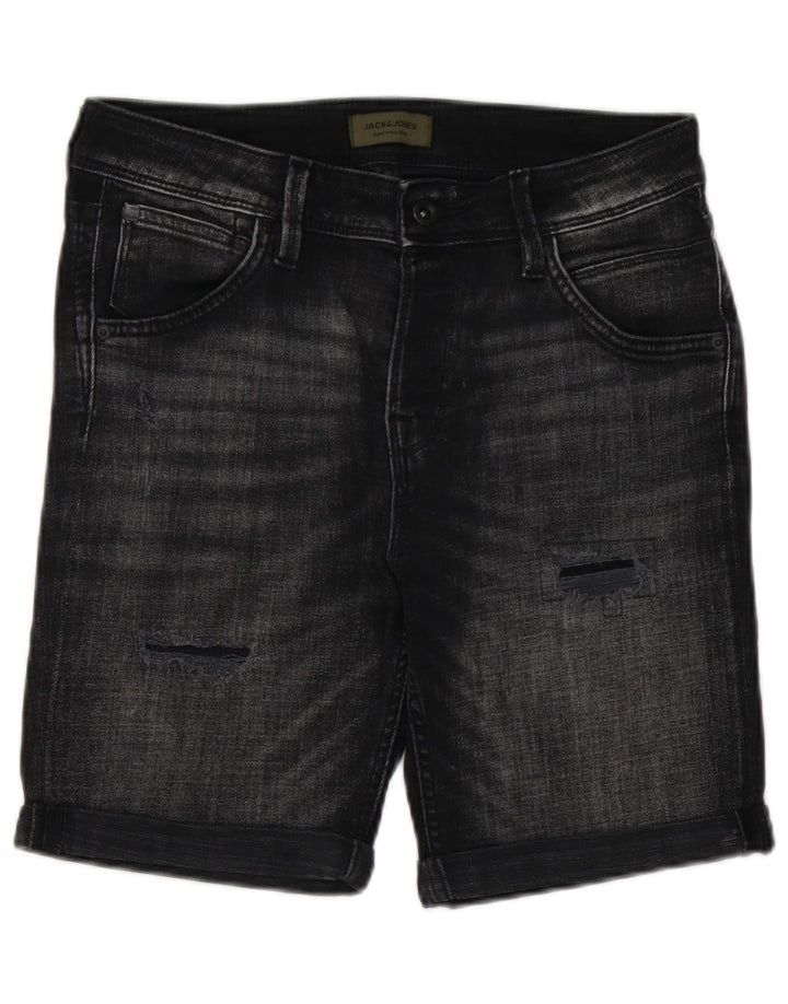 Jack & Jones Ανδρικό τζιν σορτς ταλαιπωρημένο Small W29 μαύρο