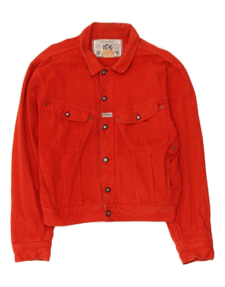 COUNTRY Womens Denim Jacket UK 18 XL Red Cotton Vintage Country and Second-Hand Country from Messina Hembry 