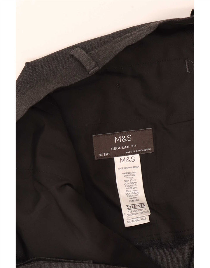 Marks & Spencer Ανδρικό παντελόνι με κανονική εφαρμογή W38 L29 Γκρι πολυεστέρας