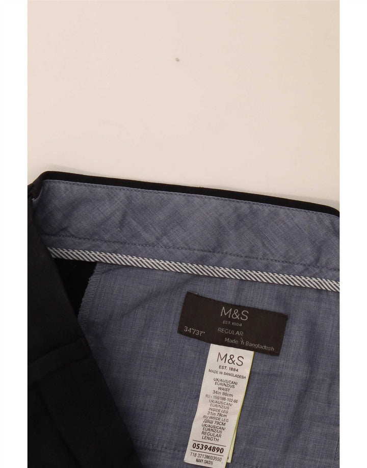 Marks & Spencer Ανδρικό ίσιο κανονικό παντελόνι W34 L31 Navy Blue