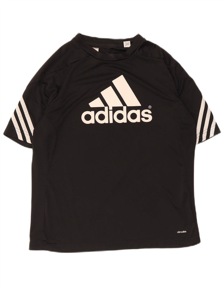 Γυναικείο γραφικό T-shirt Adidas Climalite Top 12 μεσαίου μαύρου πολυεστέρα