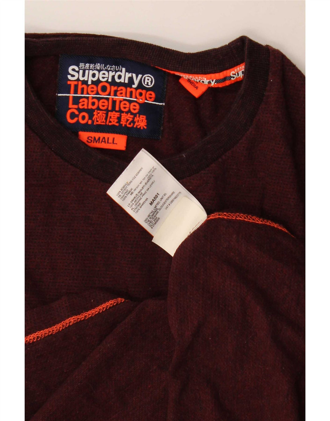 Superdry Ανδρικό Μπλουζάκι Μακρυμάνικο Μικρό Βουργουνδί Βαμβακερό