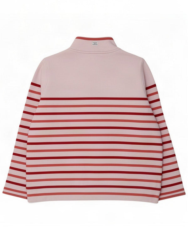 Crew Clothing Γυναικεία Φούτερ με λαιμόκοψη με κουμπιά UK 16 Large Pink ριγέ