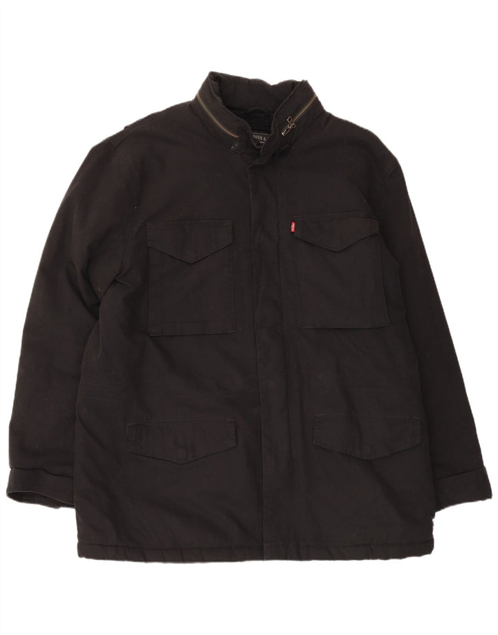 LEVI'S Mens Sherpa Utility Jacket UK 42 XL Μαύρο βαμβακερό