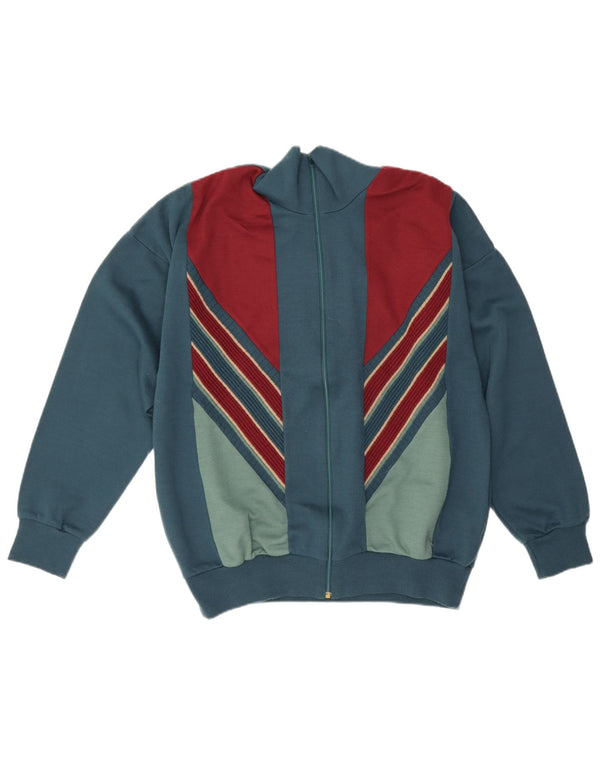 Ανδρικό πουλόβερ vintage ζακέτα UK 40 Medium Blue Colourblock Ακρυλικό